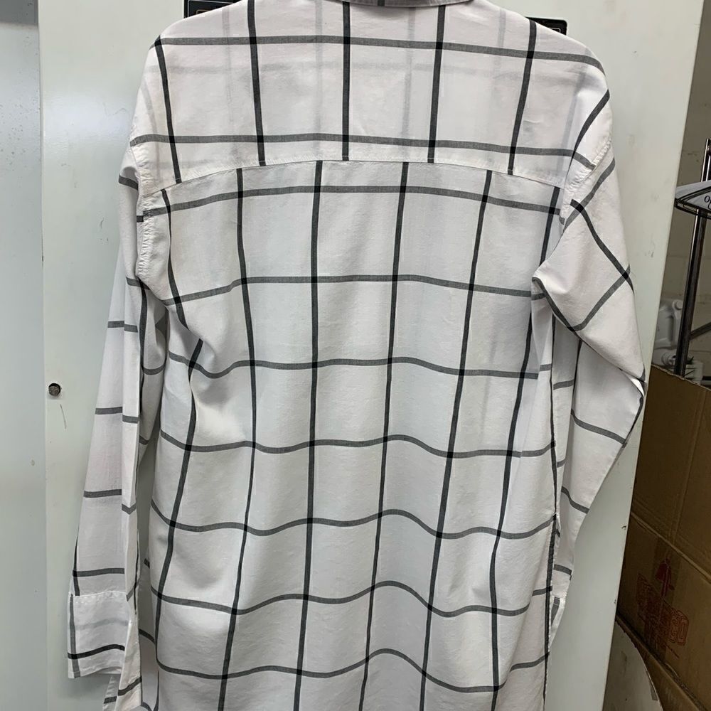 Abercrombie & Fitch blouse white grey checks small - Picture 7 of 8